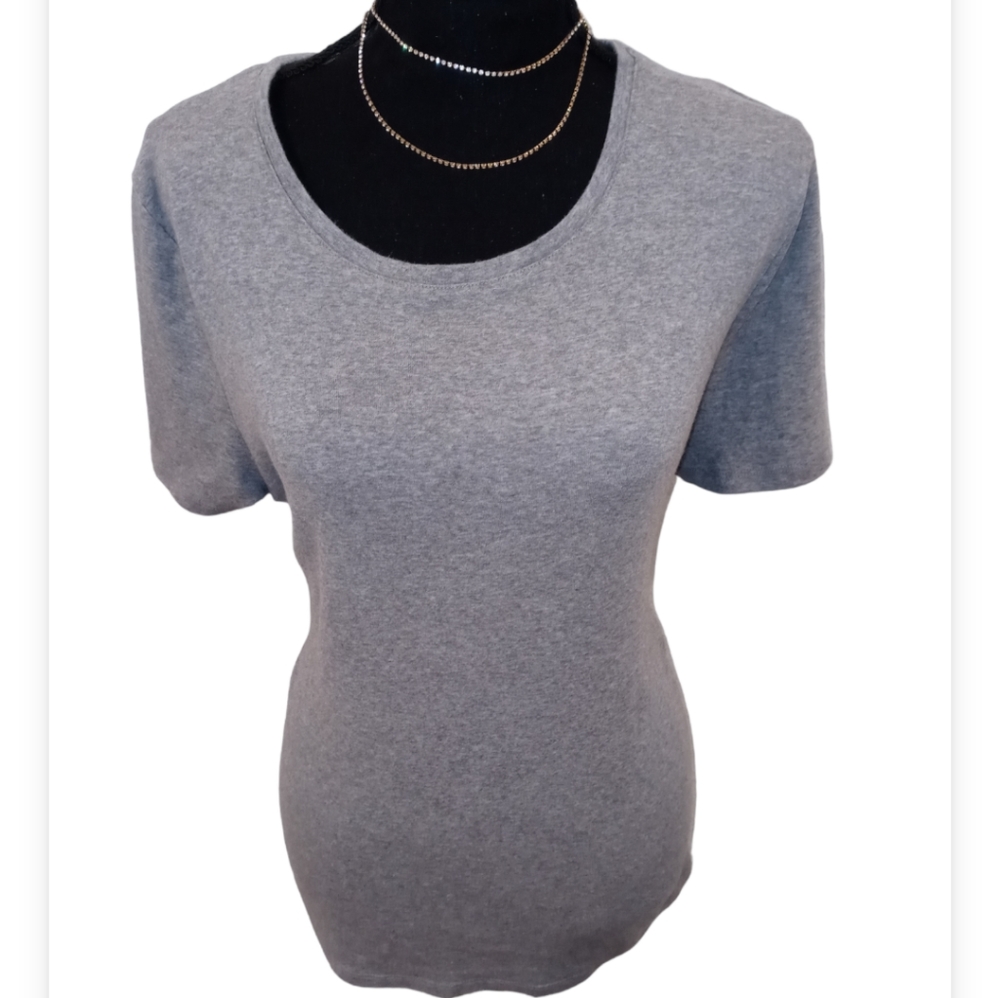 A New Day Heather Gray Short Sleeve Relaxed Fit Comfortable Scoop Neck Tee EUC